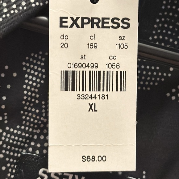 Express Men’s Button Down - Black w/ Pattern - Brand New - Short Sleeve - XL - Picture 6 of 6